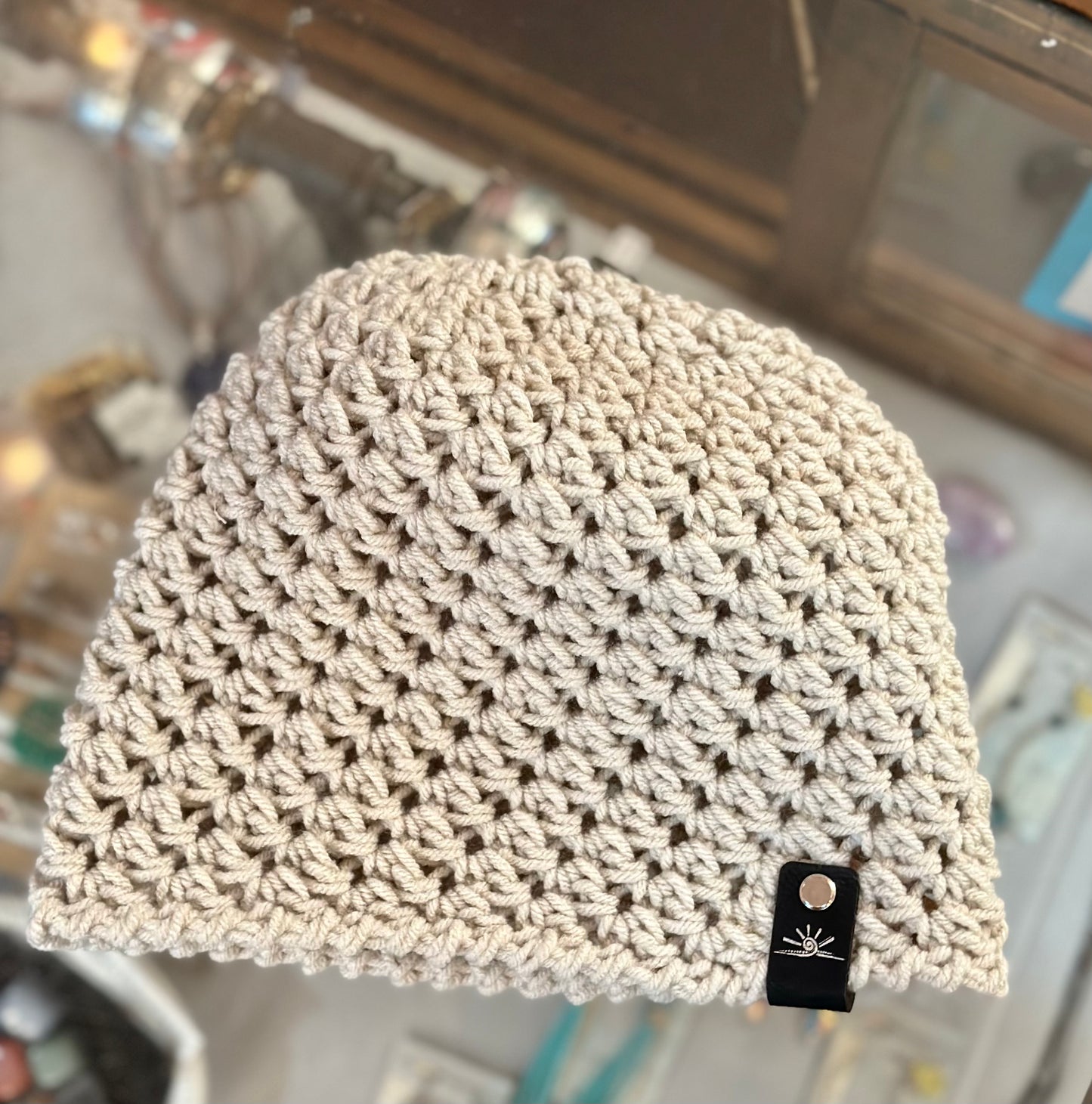 White Spiral Pattern Crochet Hat