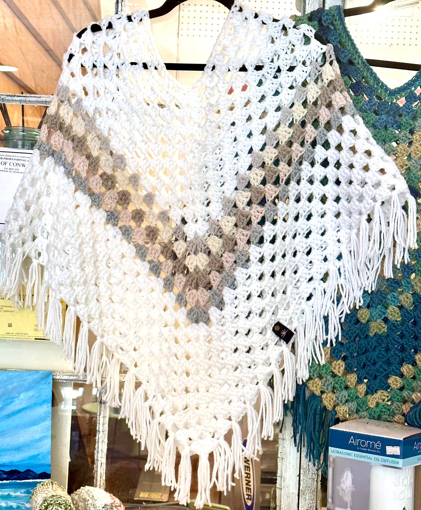 Crochet Granny Square Poncho / Handmade