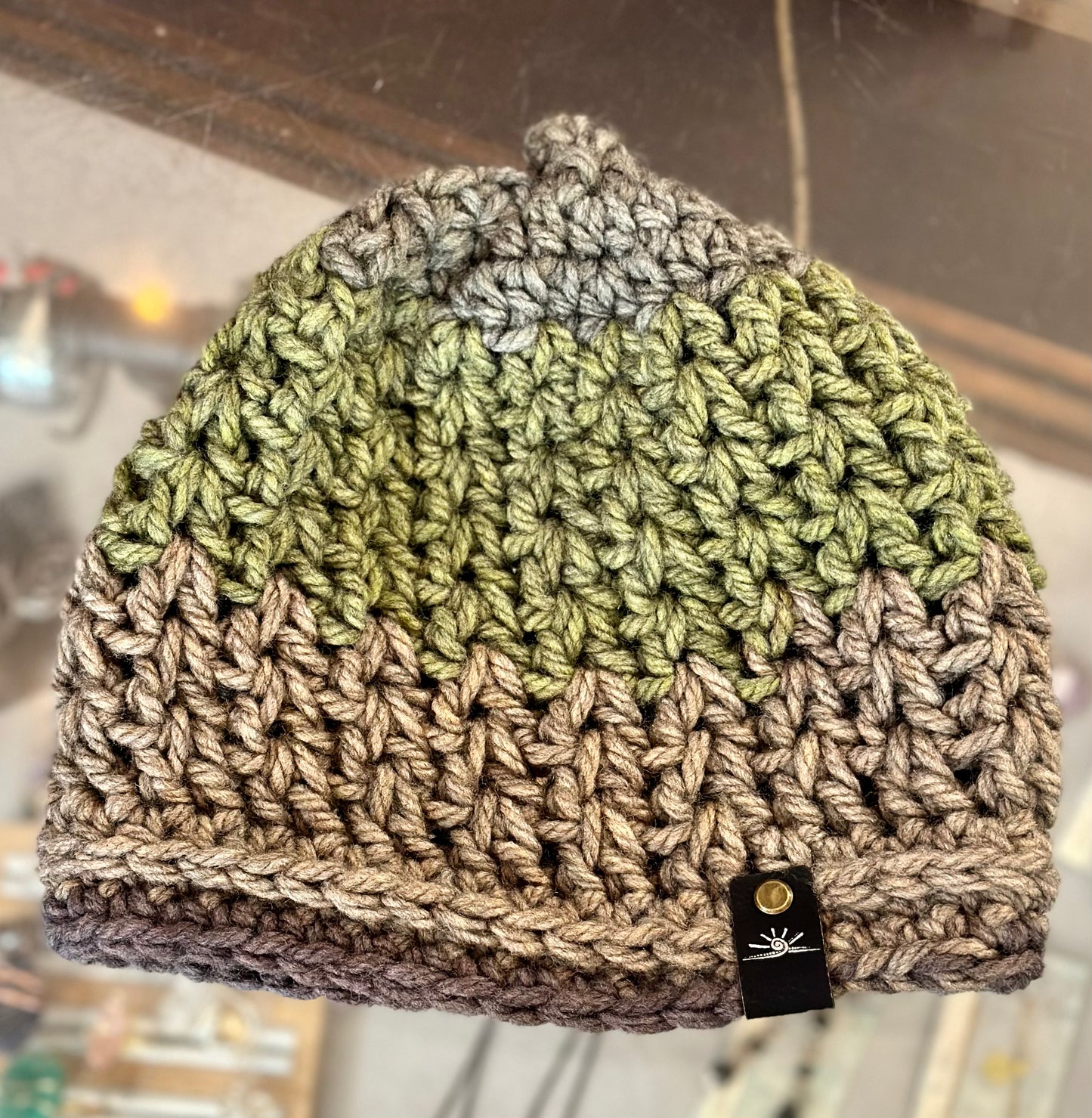 Chunky Greens Crochet Beanie Hat