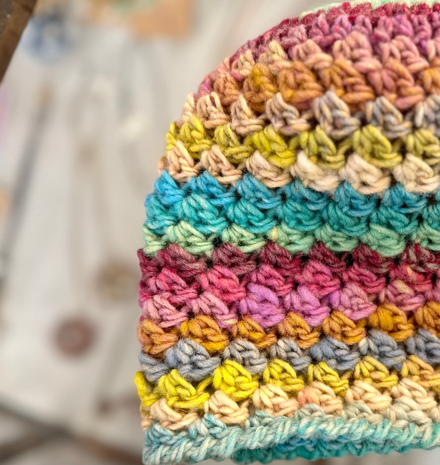 Wool handspun silk & cotton Crochet Hat