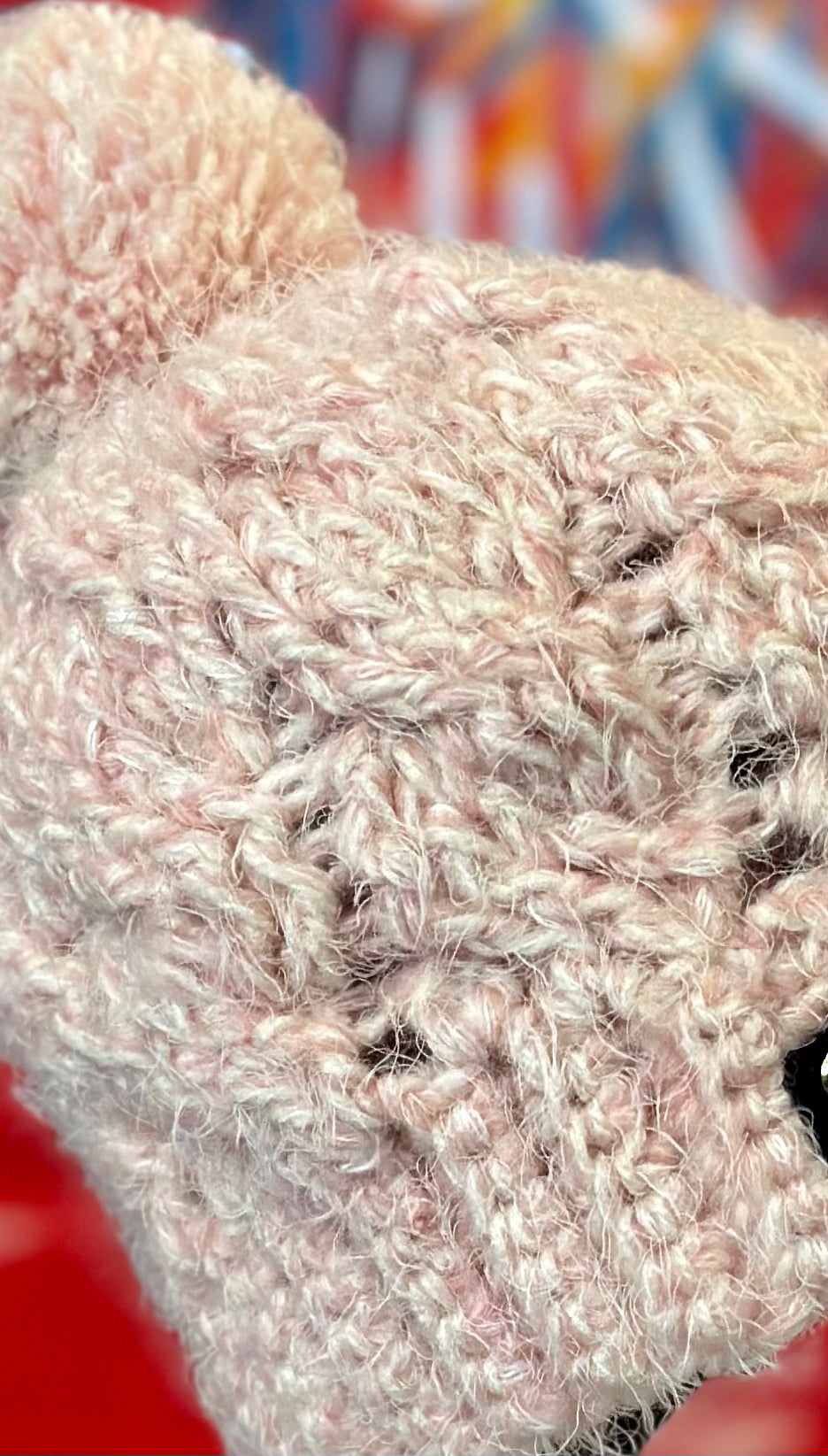 Soft and furry pink cable pom pom Crochet Hat