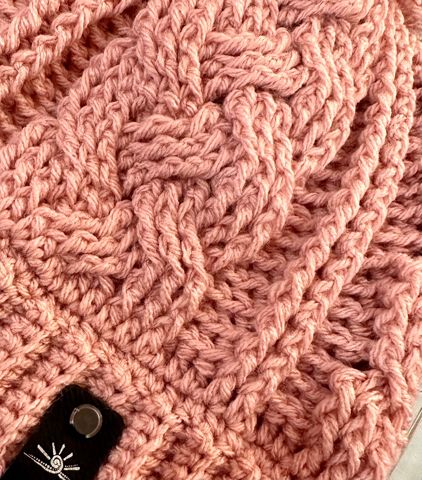 Pretty in Pink Crochet Cable hat with Pom Pom