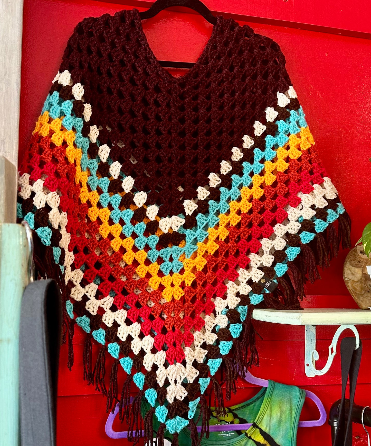 Crochet Granny Square Poncho / Handmade Shawl