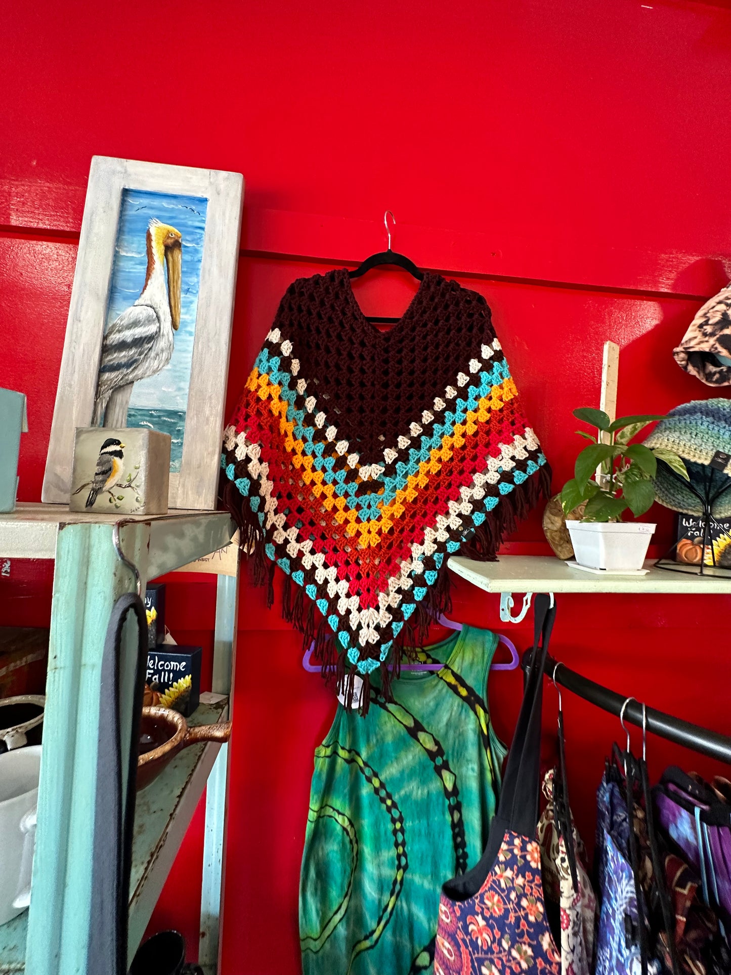 Crochet Granny Square Poncho / Handmade Shawl