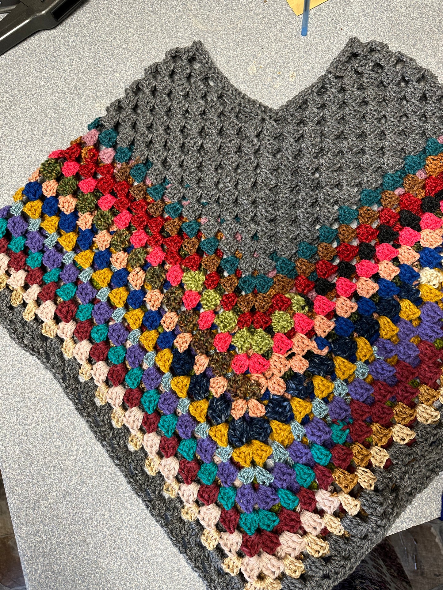 Scrappy Hand Crocheted Poncho / Handmade Shawl