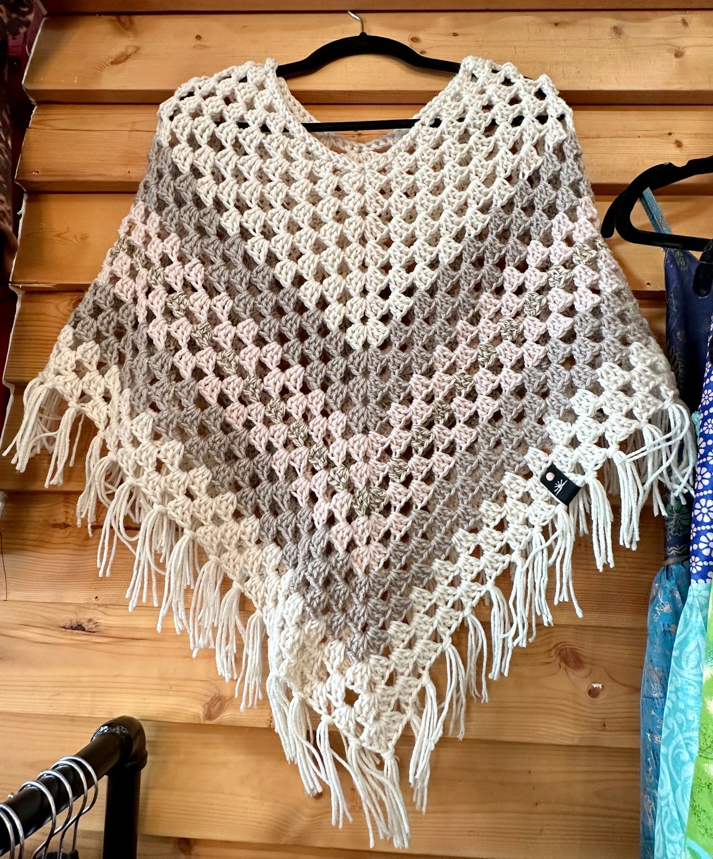 Crochet Granny Square Poncho / Handmade
