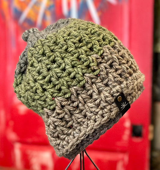 Chunky Greens Crochet Beanie Hat