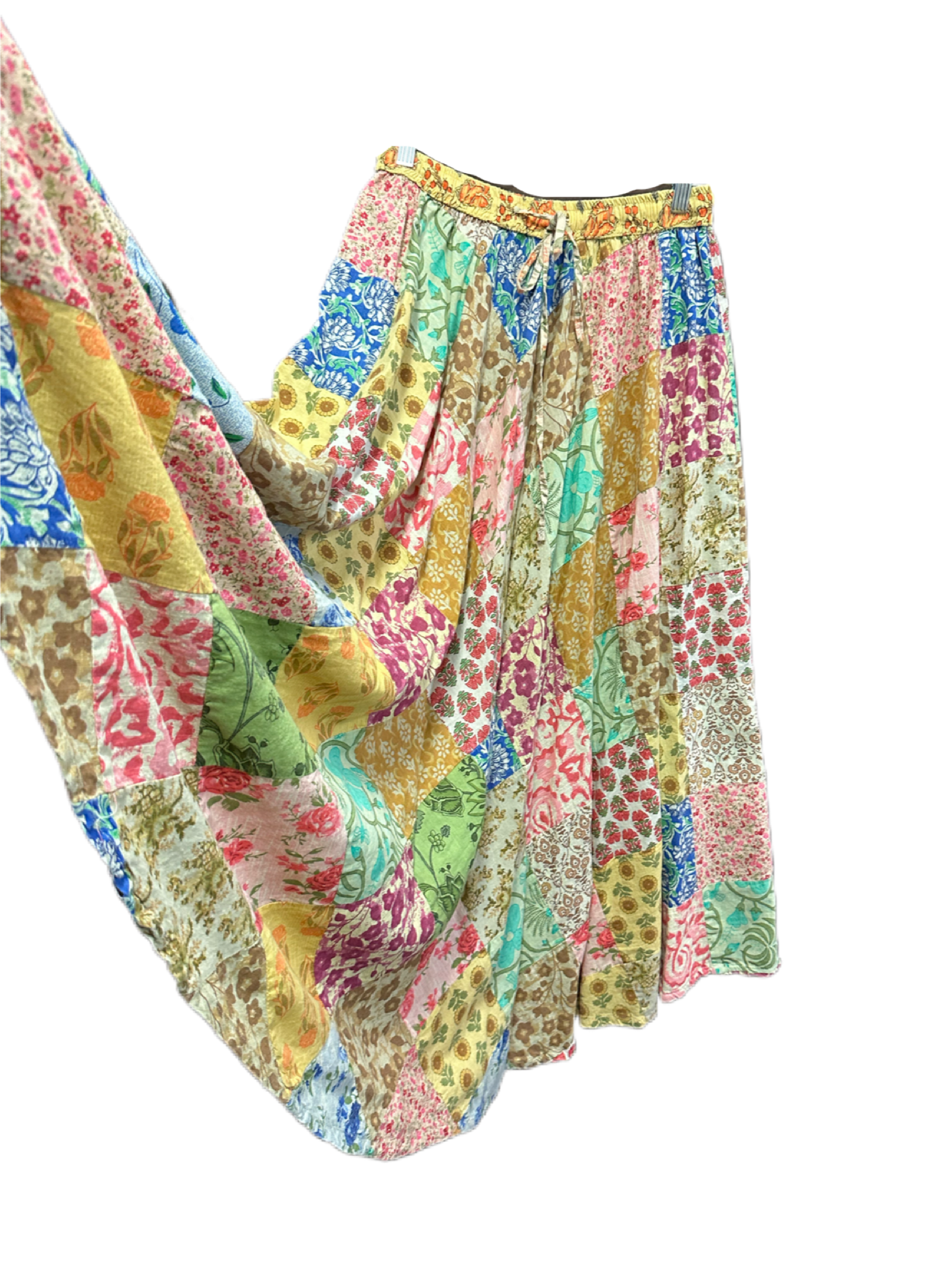 Yellow Diamonds PatchwoCotton Skirt S005