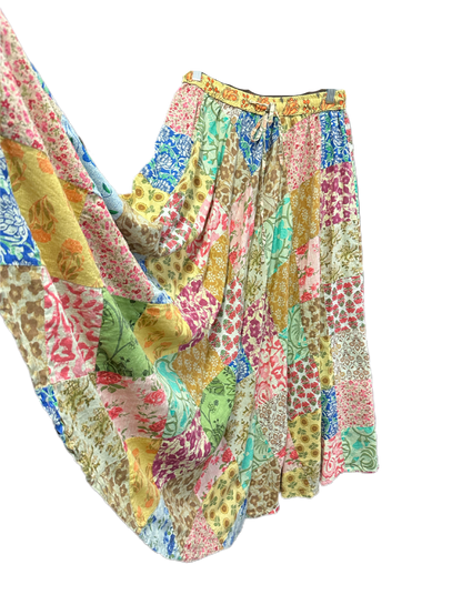 Yellow Diamonds PatchwoCotton Skirt S005