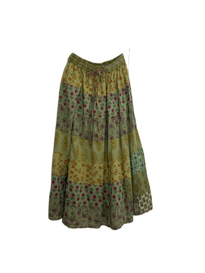 Olive Patchwork Cotton Skirt