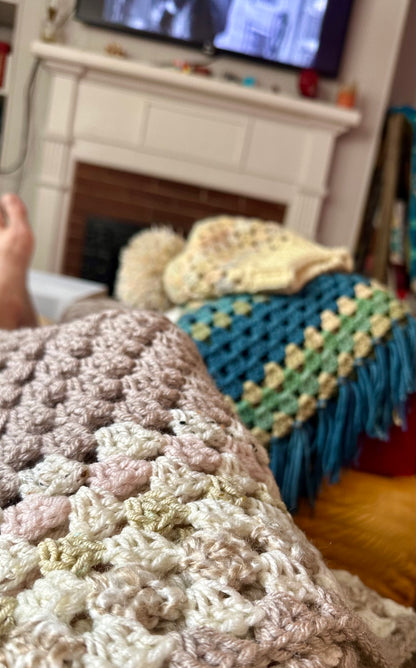Crochet Hat in Blues and Greens