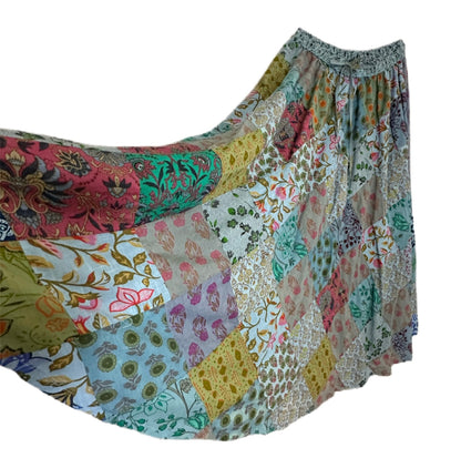 Blue Diamonds Patchwork Cotton Skirt