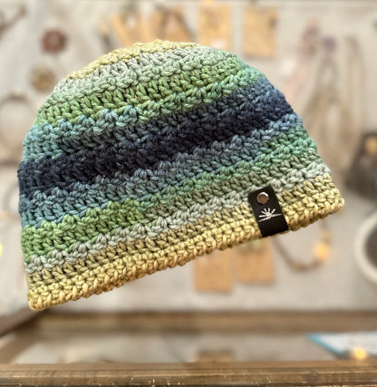 Crochet Hat in Blues and Greens