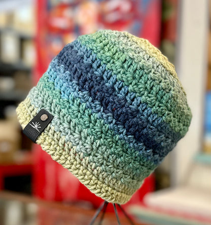 Crochet Hat in Blues and Greens