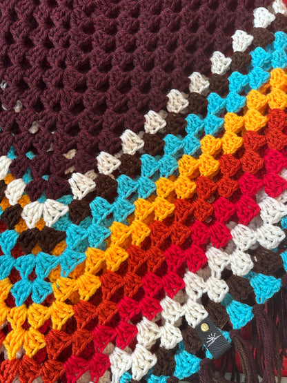 Crochet Granny Square Poncho / Handmade Shawl