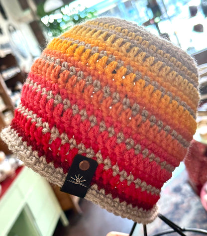 Warm stripes Crochet Beanie