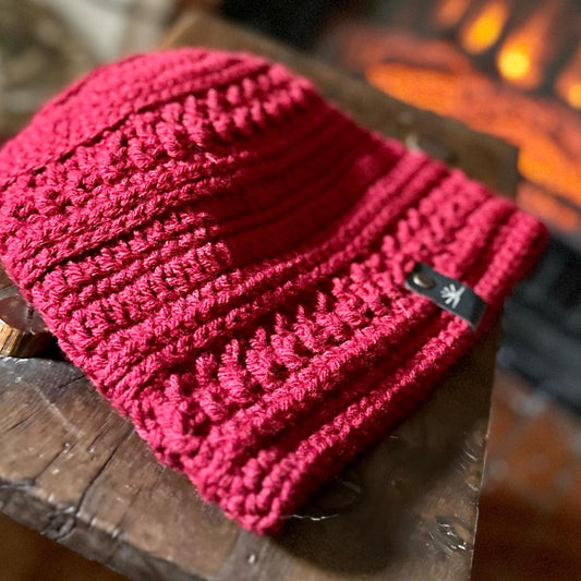 Red Pattern Stitch Hand Crochet Hat